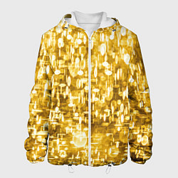 Куртка с капюшоном мужская Абстрактное множество золотых огней - Яркожёлтый, цвет: 3D-белый
