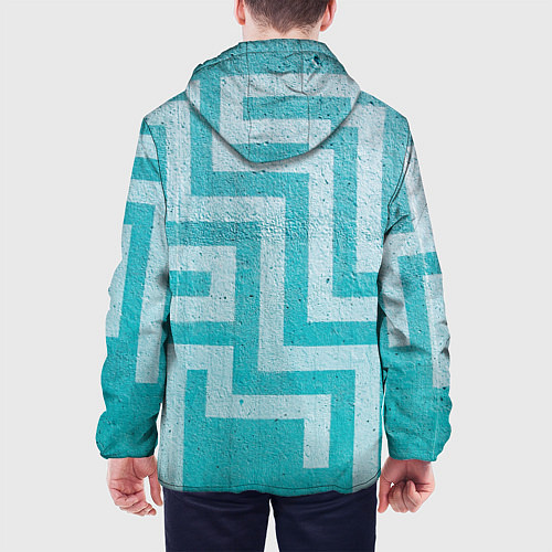 Мужская куртка Абстрактный лабиринт на поверхности - Голубой / 3D-Белый – фото 4