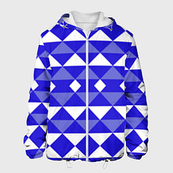 Куртка с капюшоном мужская Бело-синий геометрический узор, цвет: 3D-белый