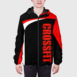 Куртка с капюшоном мужская CrossFit - Красный спортивный, цвет: 3D-черный — фото 2