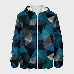 Куртка с капюшоном мужская Сине-черный геометрический, цвет: 3D-белый