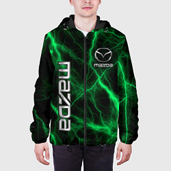 Куртка с капюшоном мужская Mazda зеленые молнии, цвет: 3D-черный — фото 2