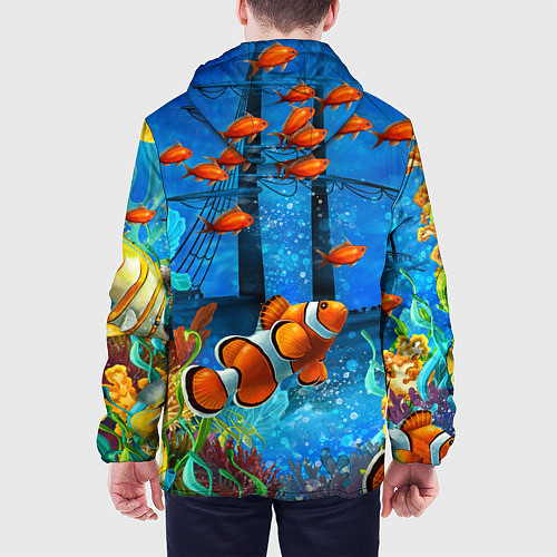Мужская куртка Затонувший корабль в окружении обитателей океана / 3D-Белый – фото 4