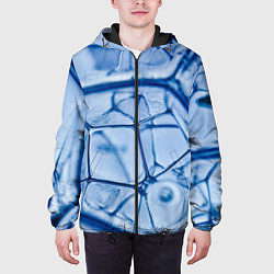 Куртка с капюшоном мужская Абстрактная синяя ледяная броня, цвет: 3D-черный — фото 2