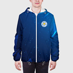 Куртка с капюшоном мужская Сборная Уругвая синяя абстракция, цвет: 3D-белый — фото 2