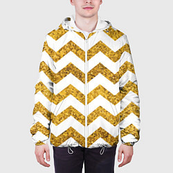 Куртка с капюшоном мужская Зигзаг паттерн - геометрия, цвет: 3D-белый — фото 2