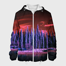 Мужская куртка Абстрактный фиолетовый лес и тёмная река