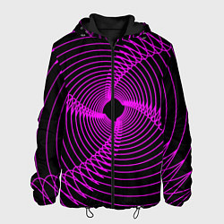 Куртка с капюшоном мужская Неоновая светящаяся спираль, цвет: 3D-черный