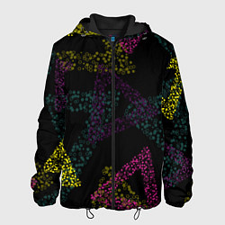 Куртка с капюшоном мужская Кружки в треугольниках, цвет: 3D-черный