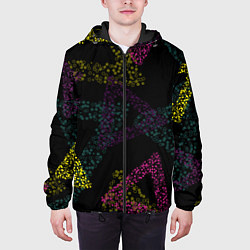 Куртка с капюшоном мужская Кружки в треугольниках, цвет: 3D-черный — фото 2