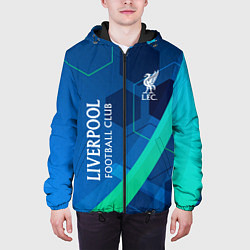 Куртка с капюшоном мужская Ливерпуль Синяя абстракция, цвет: 3D-черный — фото 2