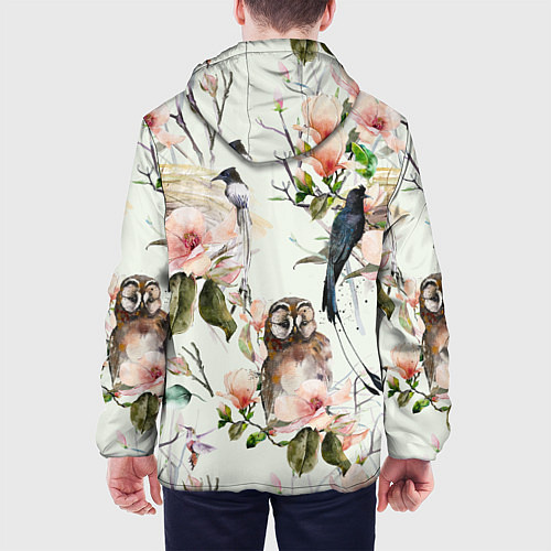 Мужская куртка Цветы Нарисованные Магнолии и Птицы / 3D-Белый – фото 4