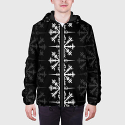 Куртка с капюшоном мужская Скандинавский компас Вегвизир, цвет: 3D-черный — фото 2