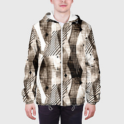 Куртка с капюшоном мужская Абстрактный гранжевый коричнево-бежевый, цвет: 3D-белый — фото 2