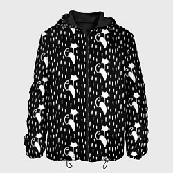 Куртка с капюшоном мужская Кошки Под Дождём, цвет: 3D-черный