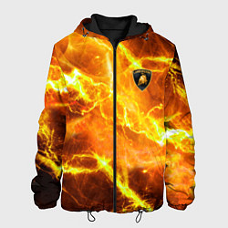 Куртка с капюшоном мужская Lamborghini - яркие молнии, цвет: 3D-черный