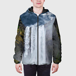 Куртка с капюшоном мужская Водопад Скогафосс, цвет: 3D-черный — фото 2