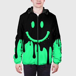 Куртка с капюшоном мужская Смайлик с подтеками, цвет: 3D-черный — фото 2