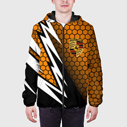 Куртка с капюшоном мужская Порше - Кибер-броня, цвет: 3D-черный — фото 2