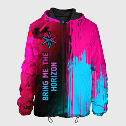Куртка с капюшоном мужская Bring Me the Horizon - neon gradient: по-вертикали, цвет: 3D-черный