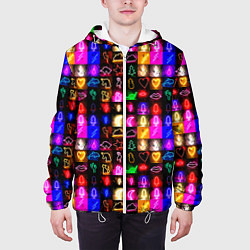 Куртка с капюшоном мужская Neon glowing objects, цвет: 3D-белый — фото 2