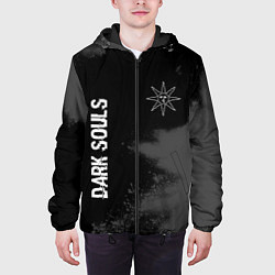 Куртка с капюшоном мужская Dark Souls glitch на темном фоне: символ и надпись, цвет: 3D-черный — фото 2