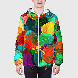 Куртка с капюшоном мужская Colored leaves, цвет: 3D-белый — фото 2
