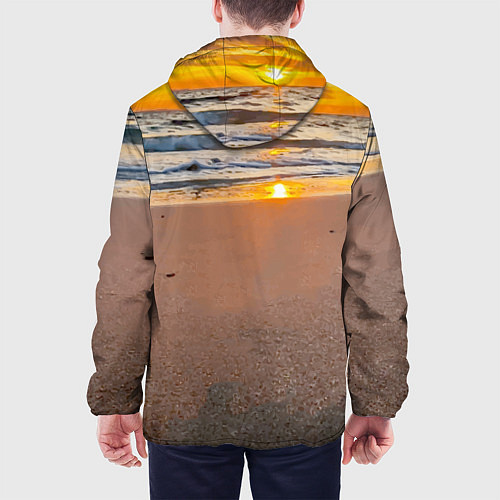 Мужская куртка Ракушка на песочном берегу тихого океана / 3D-Белый – фото 4