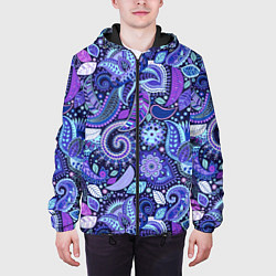 Куртка с капюшоном мужская Color patterns of flowers, цвет: 3D-черный — фото 2