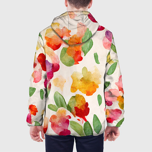 Мужская куртка Романтичные акварельные цветы / 3D-Белый – фото 4