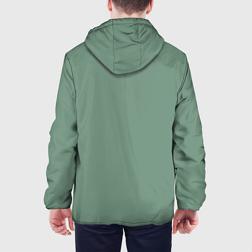 Мужская куртка Абстрактные зеленые линии на фоне цвета хаки / 3D-Белый – фото 4