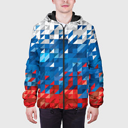 Куртка с капюшоном мужская Полигональный флаг России!, цвет: 3D-черный — фото 2