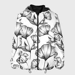 Мужская куртка Графичные цветы на белом фоне