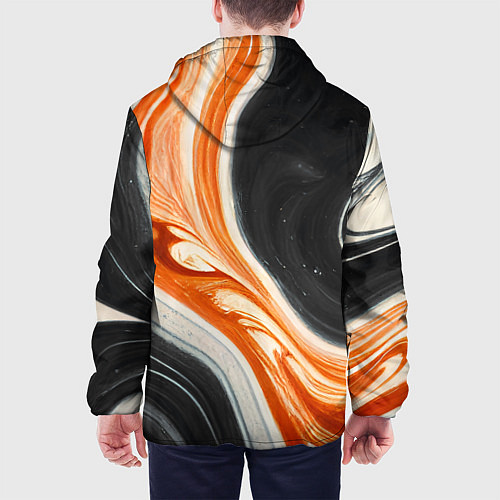 Мужская куртка Оранжевые разводы краски / 3D-Белый – фото 4