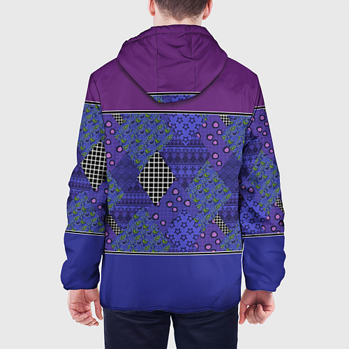 Мужская куртка Combined burgundy-blue pattern with patchwork / 3D-Белый – фото 4