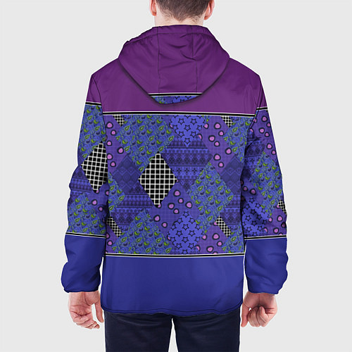Мужская куртка Combined burgundy-blue pattern with patchwork / 3D-Белый – фото 4