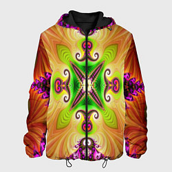 Куртка с капюшоном мужская Яркий фрактальный узор, цвет: 3D-черный