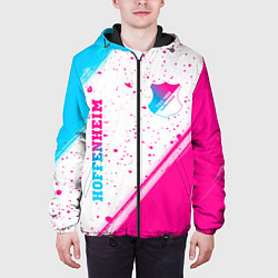 Куртка с капюшоном мужская Hoffenheim neon gradient style: надпись, символ, цвет: 3D-черный — фото 2