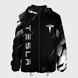 Куртка с капюшоном мужская Тесла - Черная абстракция, цвет: 3D-черный