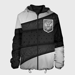 Куртка с капюшоном мужская Черно-белый герб России, цвет: 3D-черный