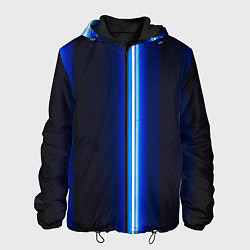 Куртка с капюшоном мужская Неоновое синее свечение, цвет: 3D-черный