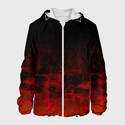 Куртка с капюшоном мужская Черный однотонный и гранжевый красный, цвет: 3D-белый