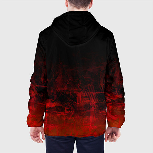 Мужская куртка Черный однотонный и гранжевый красный / 3D-Белый – фото 4