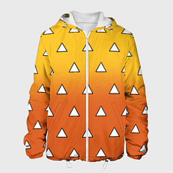 Куртка с капюшоном мужская Оранжевое кимоно с треугольниками - Зеницу клинок, цвет: 3D-белый