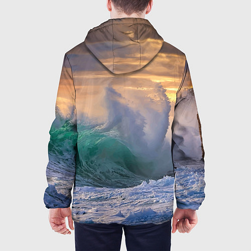 Мужская куртка Штормовая волна, накатывающая на берег / 3D-Черный – фото 4