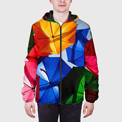 Куртка с капюшоном мужская Разноцветные зонтики, цвет: 3D-черный — фото 2