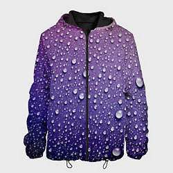 Куртка с капюшоном мужская Дождевые капли на стекле, цвет: 3D-черный