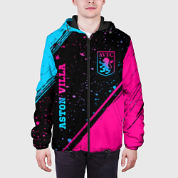 Куртка с капюшоном мужская Aston Villa - neon gradient: надпись, символ, цвет: 3D-черный — фото 2