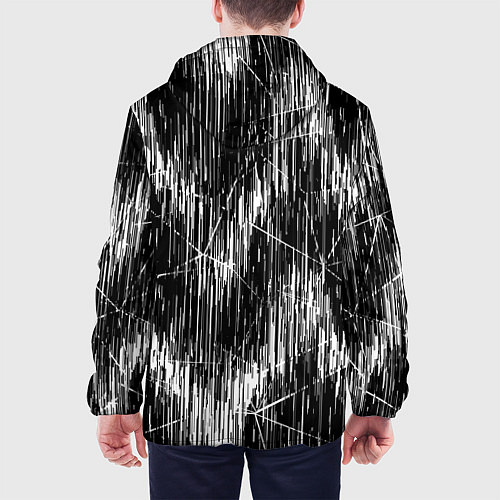 Мужская куртка Черно-белые штрихи, зигзаг / 3D-Белый – фото 4