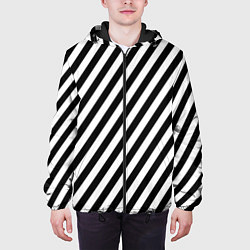 Куртка с капюшоном мужская Черно-белые полоски, цвет: 3D-черный — фото 2